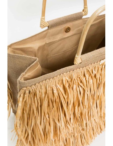 Borsa shopper in paglia frange 251lm8add 00193
