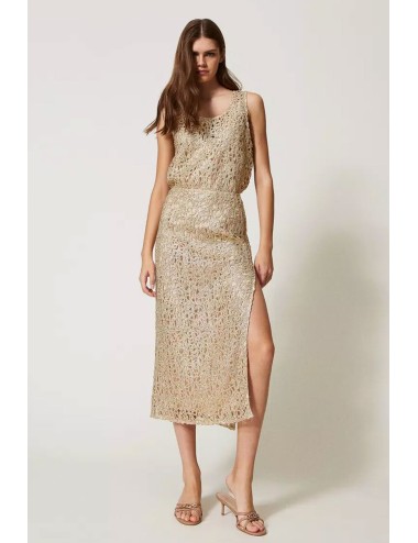 Gonna longuette in crochet lamé gold 251lb2pcc 12251 +++