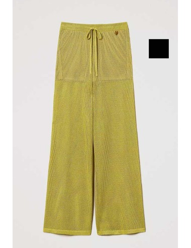 Pantaloni wide leg in maglia a rete nero 251lb3qcc 00006 +++
