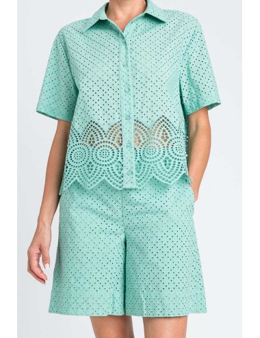 Bermuda in cotone pizzo macramè 251lm2vbb 12361 green marine
