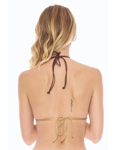 Bikini triangolo laccetti con elementi oro e slip brasile v5006s rodi unito ropa +++