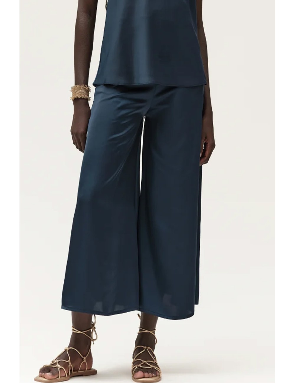 Pantaloni ampio in raso ww30755 blu Pantaloni ampio in raso ww30755 blu