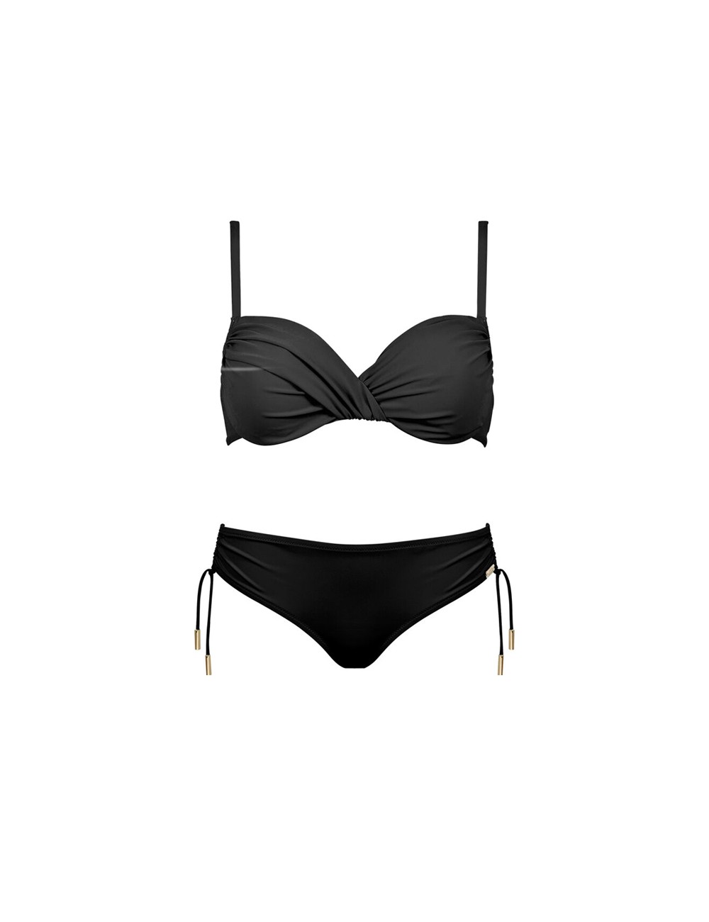 Maryan mehlhorn - bikini con top torto con drappeggio, black-sand-caramel 5520+130 504 006 Maryan mehlhorn - bikini con top torto con drappeggio, black-sand-caramel 5520+130 504 006
