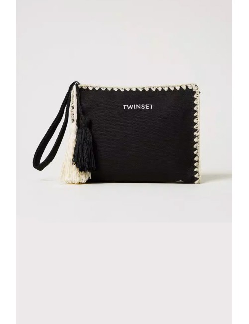 Pochette in canvas con ricamo 251lb7agg 00006