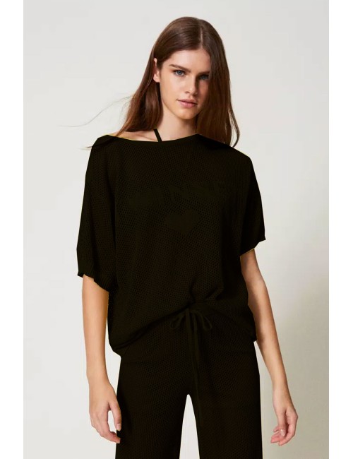 Maglia a rete con logo nero 251lb3qaa 00006 +++
