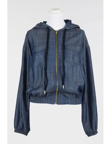 Felpa aperta con cappuccio blu denim 251ll2daa 12351 +++