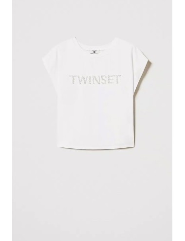 T-shirt con ricamo logo di perle 251lm2taa 00632