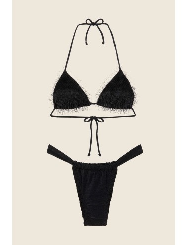 Effek - bikini triangolo con slip brasiliano fisso nero fk25-1121bk