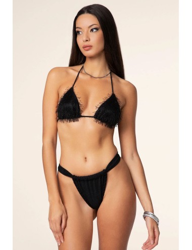 Effek - bikini triangolo con slip brasiliano fisso nero fk25-1121bk