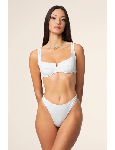 Effek - bikini reggiseno con ferretto e slip americano fisso bianco fk25-1142wh