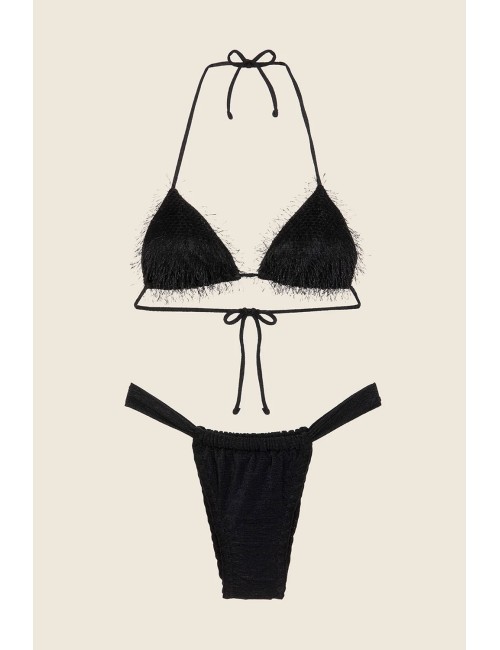 Effek - bikini triangolo con slip brasiliano fisso nero fk25-1121bk