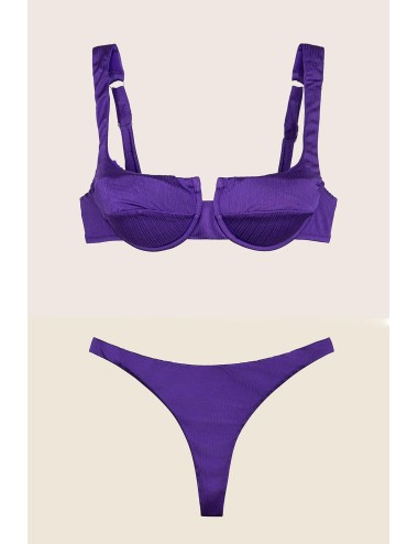Effek - bikini reggiseno con ferretto e slip perizoma fisso viola fk25-1923/1927pr