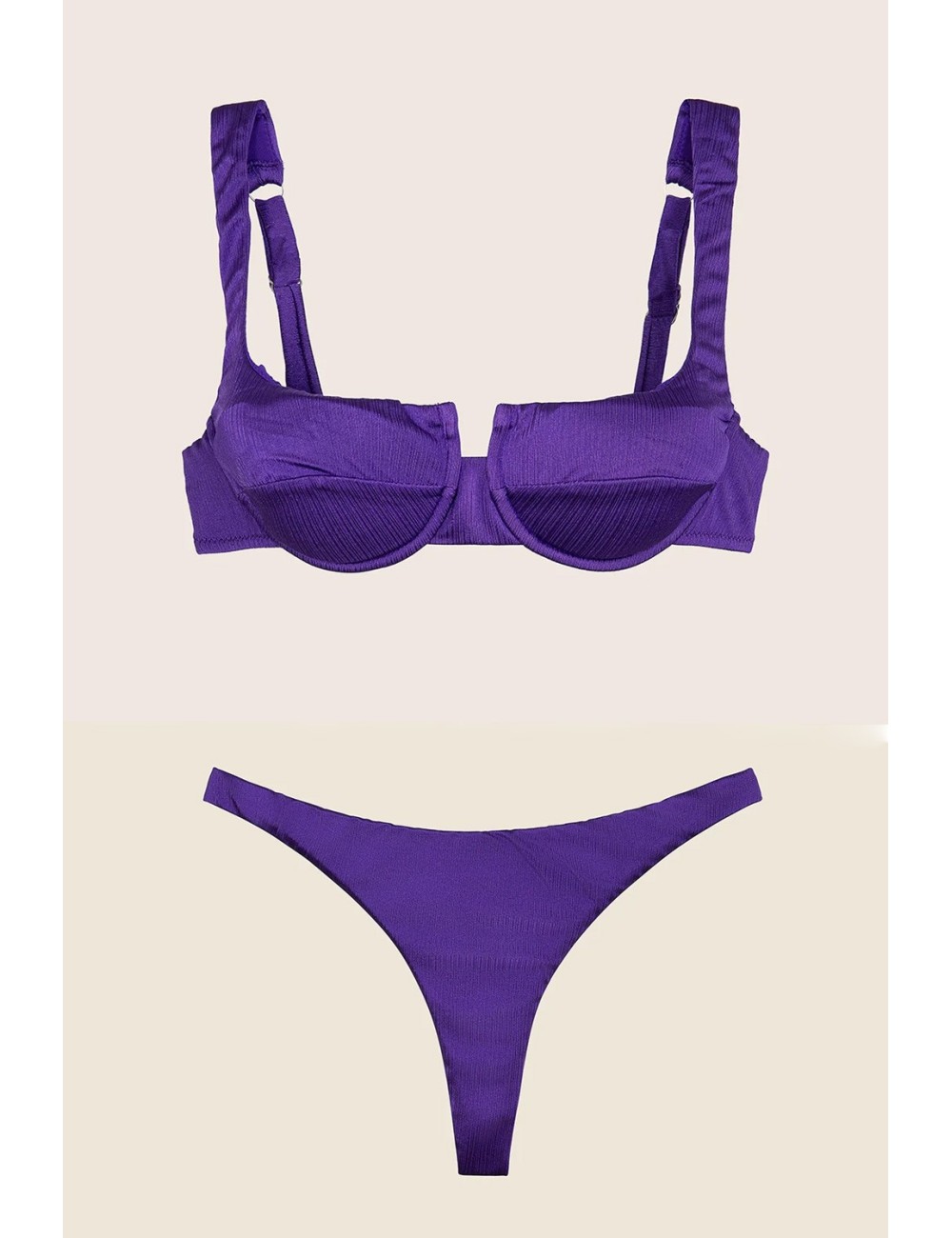 Effek - bikini reggiseno con ferretto e slip perizoma fisso viola fk25-1923/1927pr