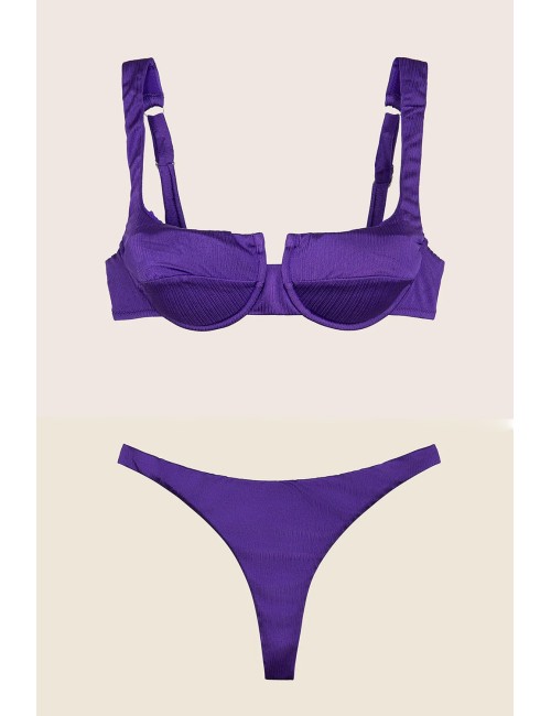 Effek - bikini reggiseno con ferretto e slip perizoma fisso viola fk25-1923/1927pr