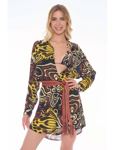 Miss bikini - camicia caftano taglio uomo con cintura v5015d vik075n afgi