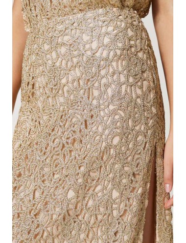 Gonna longuette in crochet lamé gold 251lb2pcc 12251 +++