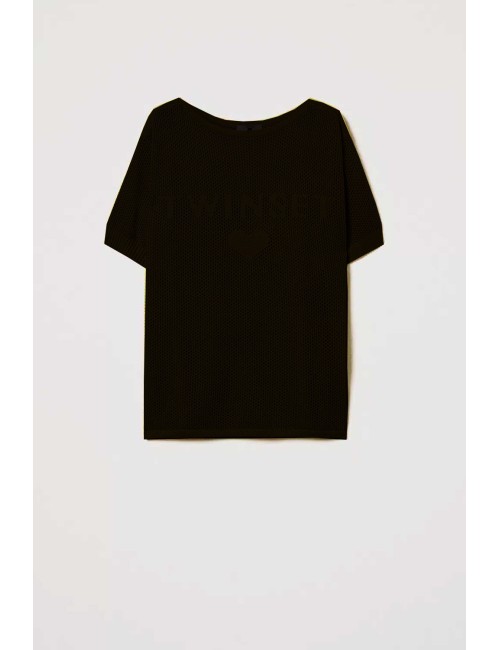 Maglia a rete con logo nero 251lb3qaa 00006 +++