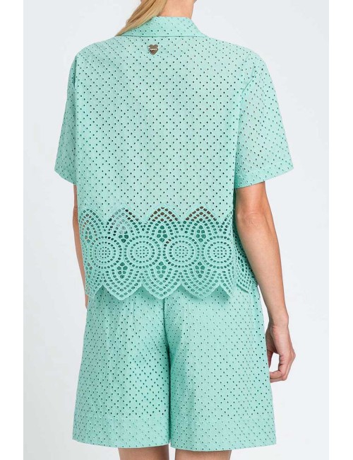 Bermuda in cotone pizzo macramè 251lm2vbb 12361 green marine