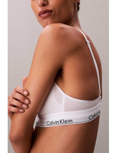 Ck - brassière leggermente foderata - icon cotton modal lv00qf8498-100 bianco