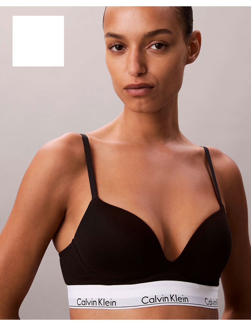 Ck - reggiseno con scollo profondo - icon cotton modall lv00qf8502-100 bianco