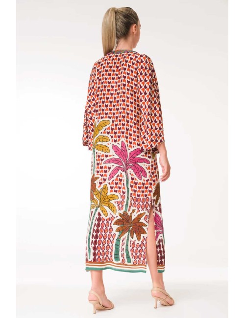 Anjuna - abito maya palme geo cognac