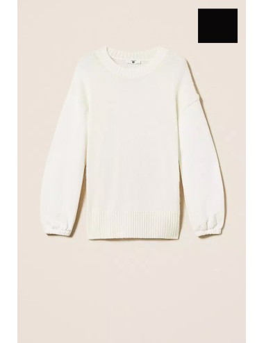 Twinset - maglia tricot con maniche in felpa 252ll2caa 00006 nero
