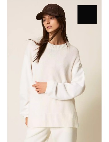 Twinset - maglia tricot con maniche in felpa 252ll2caa 00006 nero