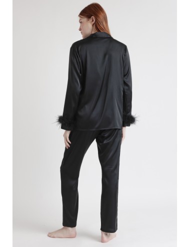 Admas - pigiama lungo satinato 62550-0-110 nero Admas - pigiama lungo satinato 62550-0-110 nero
