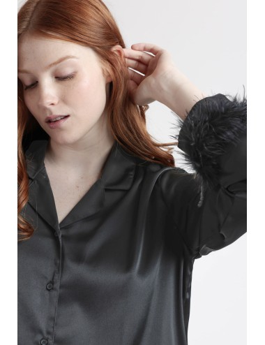 Admas - pigiama lungo satinato 62550-0-110 nero Admas - pigiama lungo satinato 62550-0-110 nero