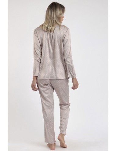 Admas - pigiama lungo satinato pois 62649-0-112 beige