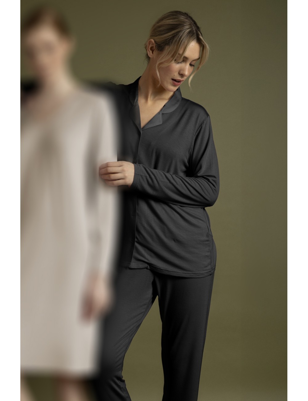 Admas - pigiama lungo modal 63647-0-110 nero Admas - pigiama lungo modal 63647-0-110 nero