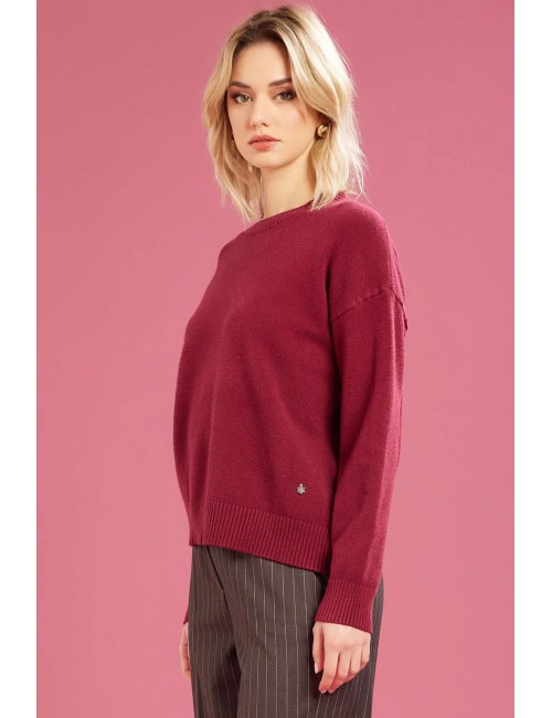 Fresh flower - maglia girocollo  ff612 borgogna