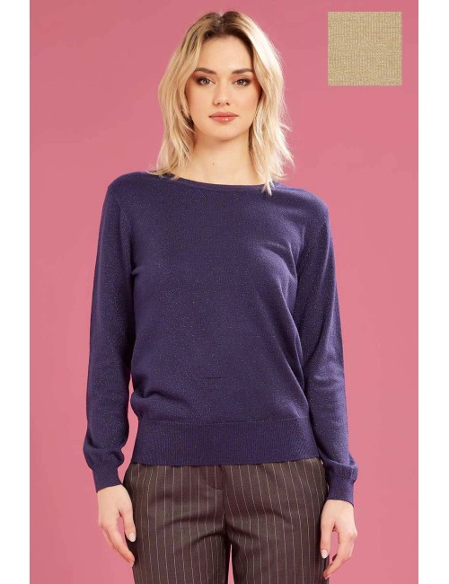 Fresh flower - maglia girocollo lurex ff622 naturale