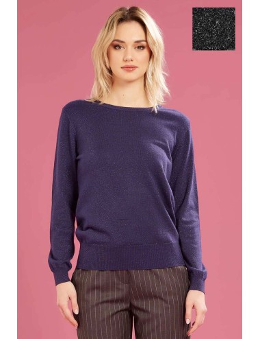 Fresh flower - maglia girocollo lurex ff622 nero