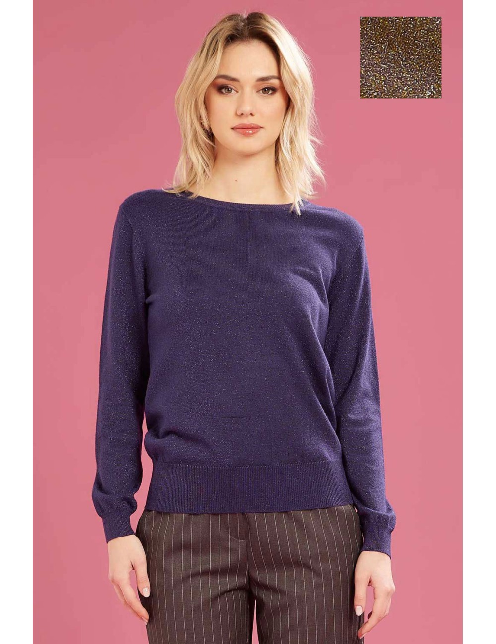 Fresh flower - maglia girocollo lurex ff622 tortora Fresh flower - maglia girocollo lurex ff622 tortora