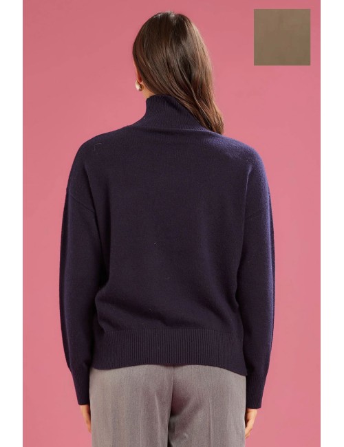 Fresh flower - maglia vulcano ampio misto cashemire ff638 tortora