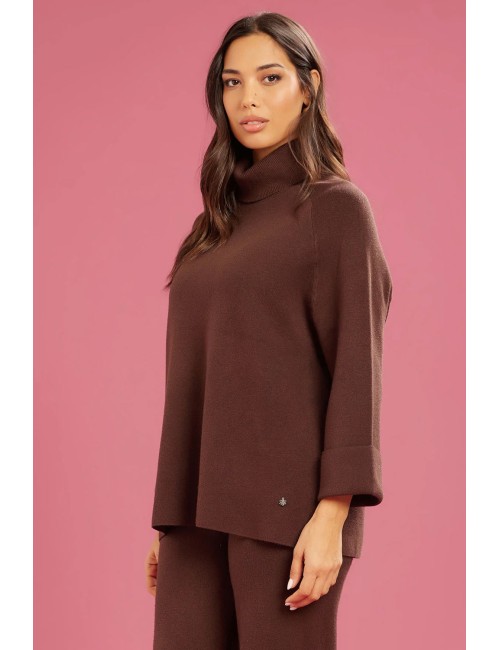 Fresh flower - dolcevita maglia chiusa ff652 cioccolato