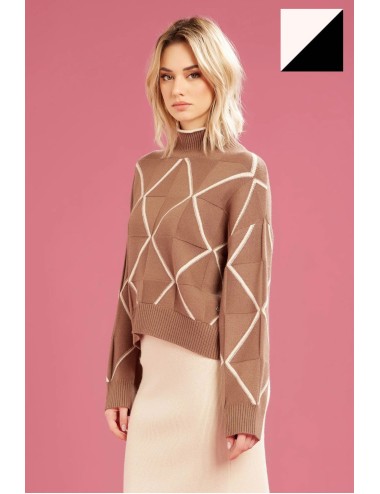 Fresh flower - maglia vulcano rombi ff743 nero/panna