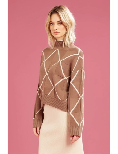 Fresh flower - maglia vulcano rombi ff743 panna/tortora