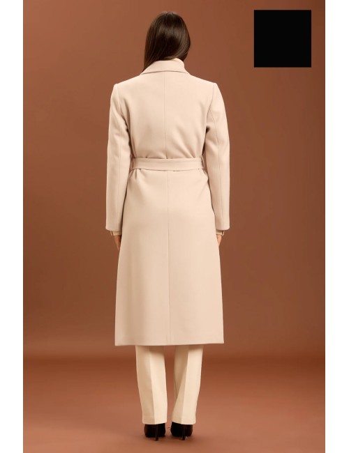 Take two - cappotto con cinta e punto mf dt01245 nero