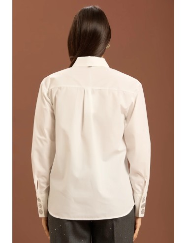 Take two - camicia over in popeline con bottoni gioiello dt02002 bianca