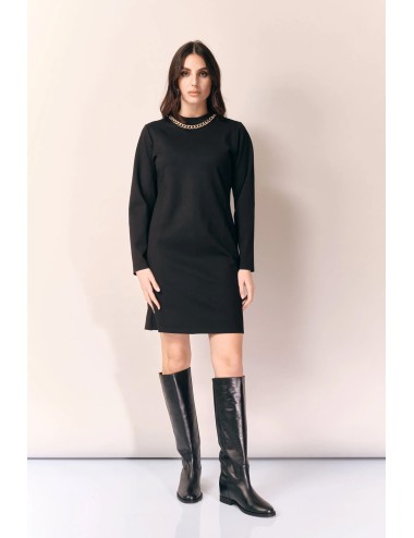 White wise - abito in punto milano con catena ww19354 nero