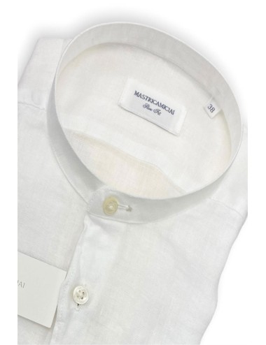 Mastricamiciai - camicia in lino senza collo fr069 mc309 10 guru bianco