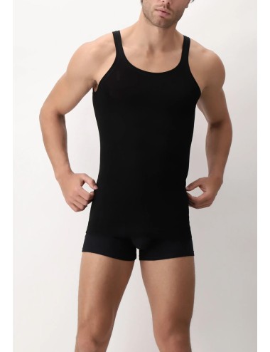 Cagi - canotta spalla stretta in filo di scozia privilegio vcat01113 nero