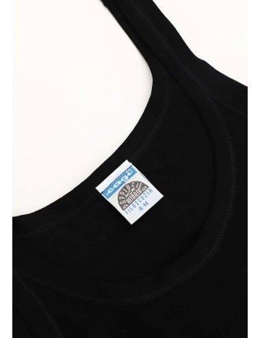 Cagi - canotta spalla stretta in filo di scozia privilegio vcat01113 nero