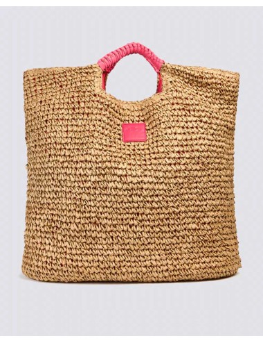Maxi borsa in paper straw intrecciata aw825abpa100 a7001 pitaya