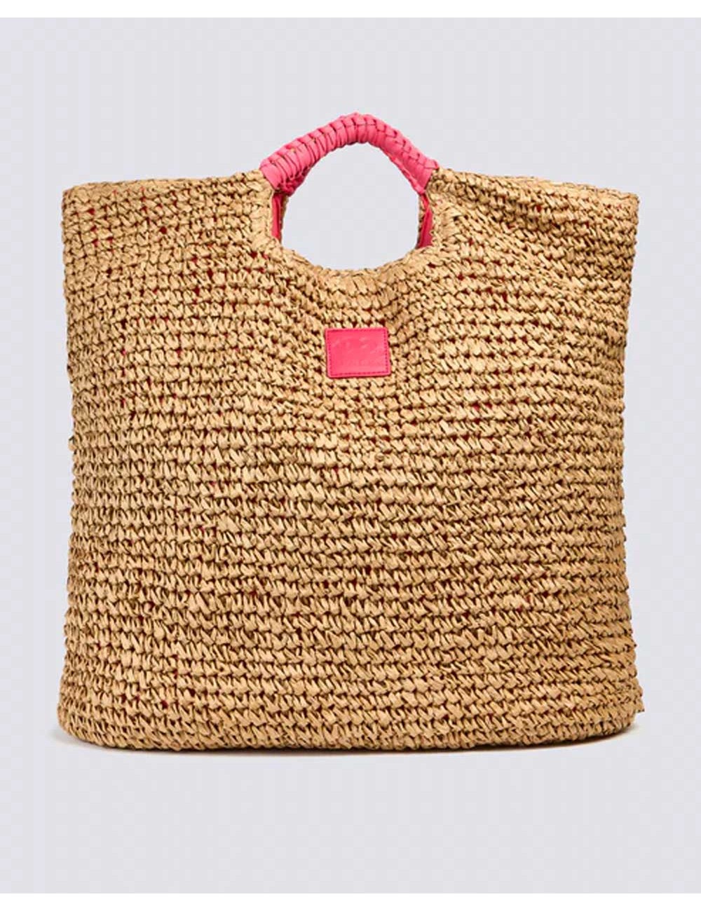 Maxi borsa in paper straw intrecciata aw825abpa100 a7001 pitaya