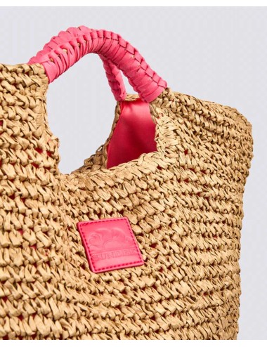 Maxi borsa in paper straw intrecciata aw825abpa100 a7001 pitaya