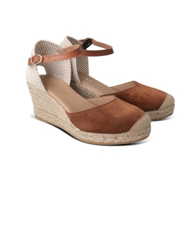 Genuins - espadrillas con zeppa carina velour g105915 mandorla