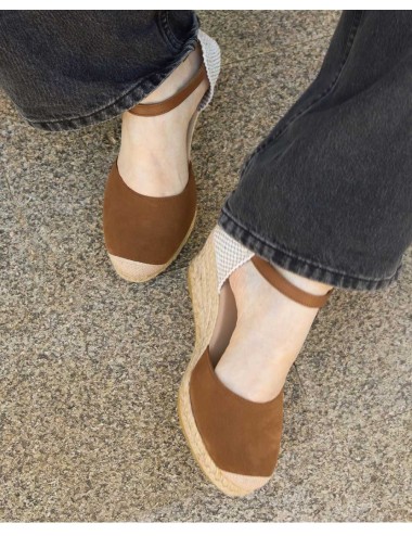 Genuins - espadrillas con zeppa carina velour g105915 mandorla